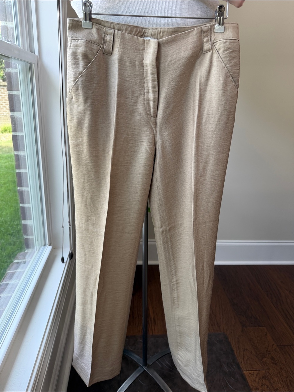 Badgley Mischka Beige Straight-Leg Trousers